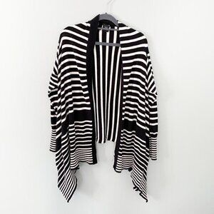 Katie‎ Todd black white striped oversized open front cardigan sweater - Size Med